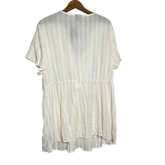 Torrid Cream Striped Lace-Up Peasant Blouse - Size 2X (NWT) - Picture 2 of 5